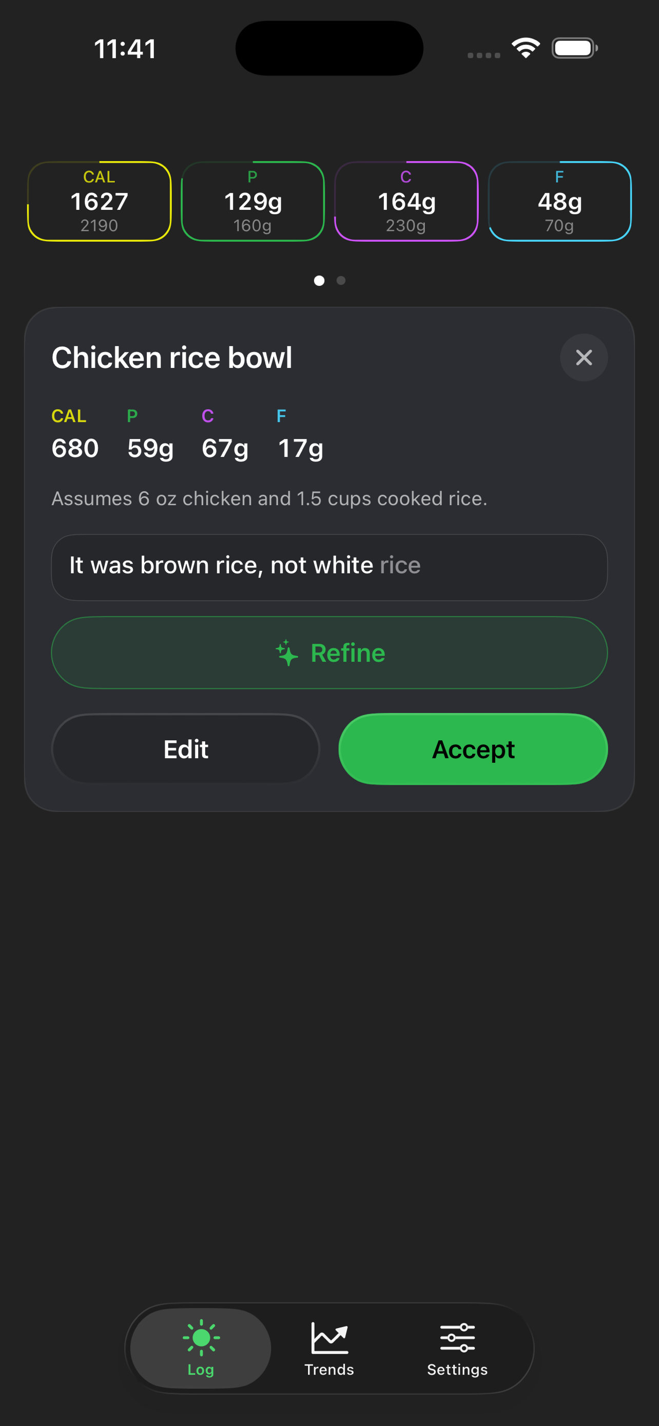 CrumbStream meal refinement with conversational follow-ups